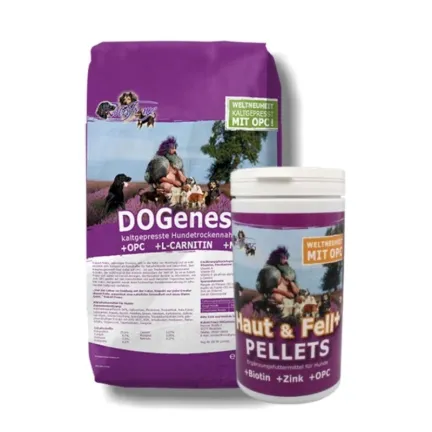 DOGenesis Sparpaket: Hundefutter 15 kg + Haut & Fell Pellets