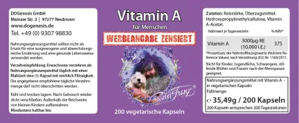 Vitamin A von Robert Franz 200 vegetarische Kapseln