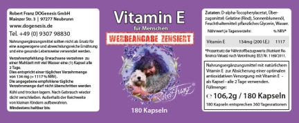 Vitamin E von Robert Franz in Softkapseln 180 Stck
