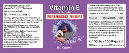 Vitamin E von Robert Franz in Softkapseln 180 Stück