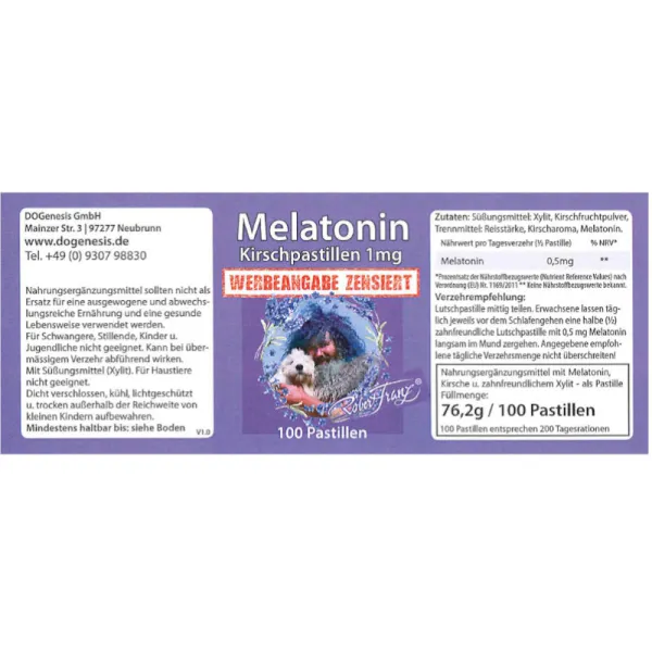 Melatonin Kirschpastillen 1mg von Robert Franz