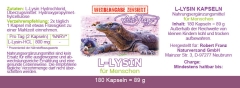 L-Lysin 180 vegetarische Kapseln von Robert Franz